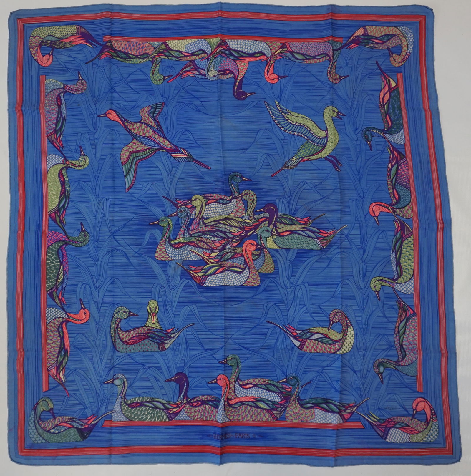 HERMES PARIS "LA MARE AUX CANARDS" SILK SCARF (1 of 6)