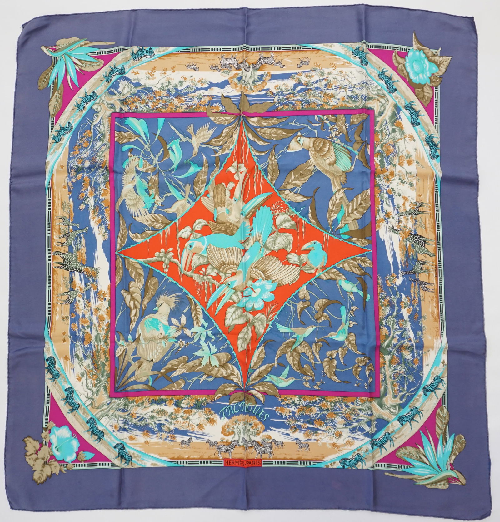 HERMES PARIS "TROPIQUES" SILK SCARF (1 of 6)