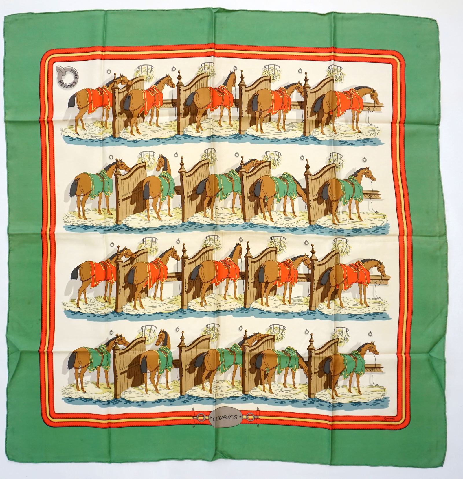 HERMES PARIS "ECURIES" SILK SCARF (1 of 6)