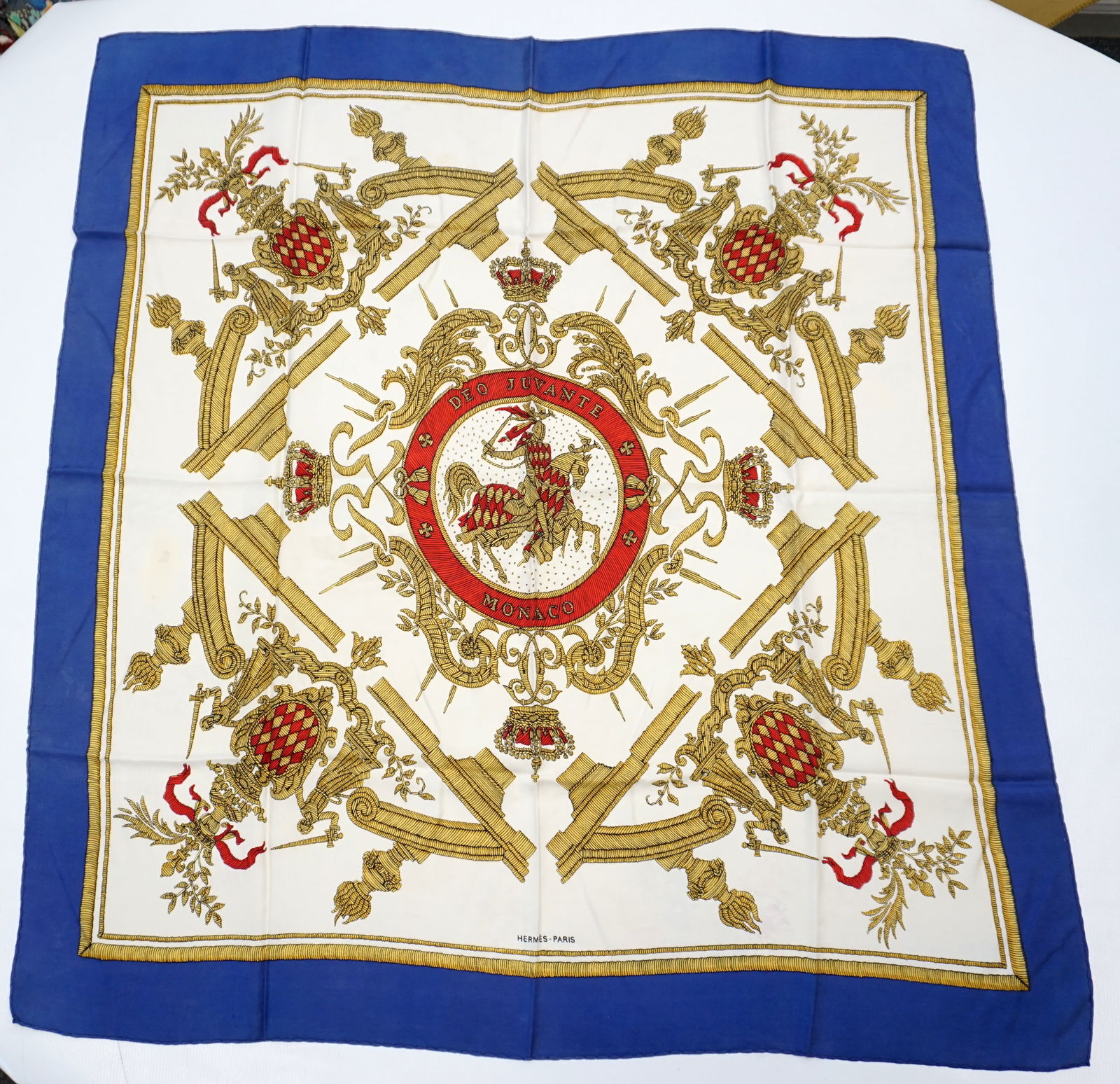 HERMES PARIS "DEO JUVANTE MONACO" SILK SCARF (1 of 8)
