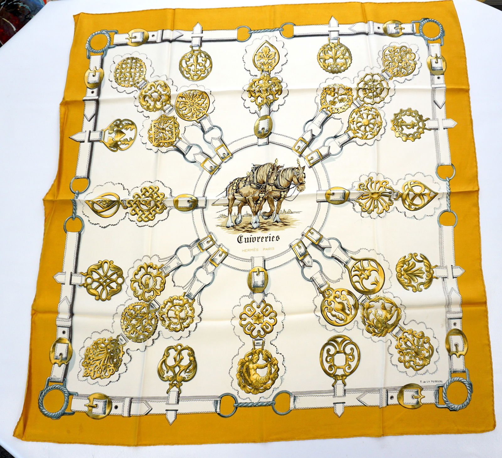 HERMES PARIS "CUIVRERIES" SILK SCARF (1 of 6)