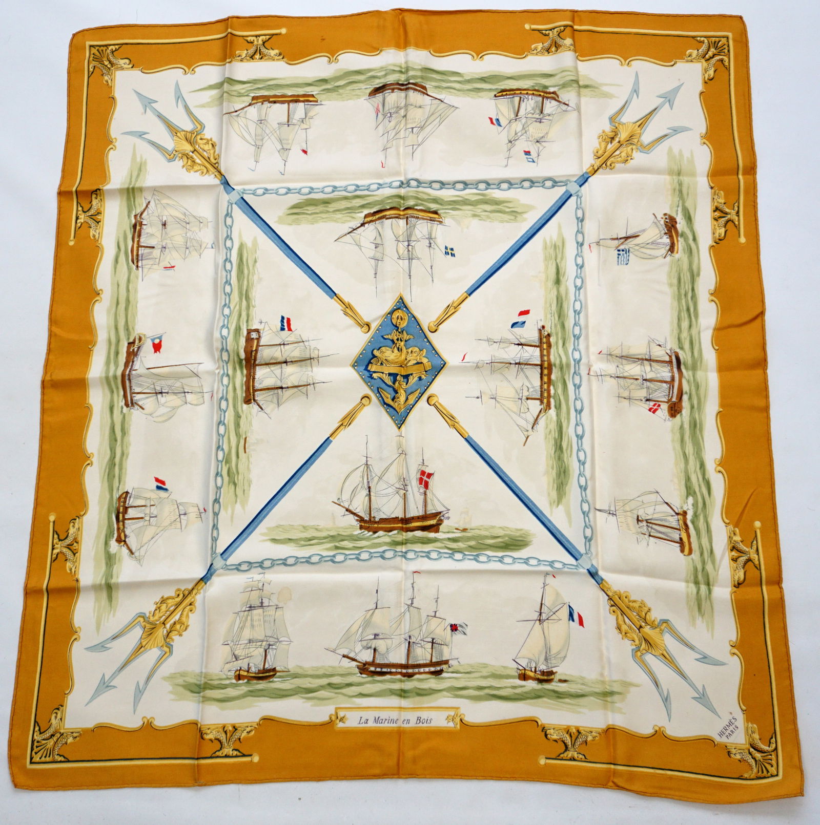 HERMES PARIS "LA MARINE EN BOIS" SILK SCARF (1 of 5)