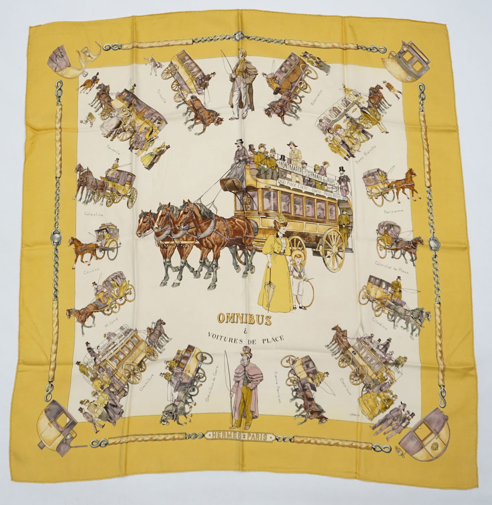 HERMES PARIS "OMNIBUS ET VOITURES DE PLACE" SILK SCARF (1 of 6)