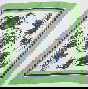 HERMES PARIS "EX-LIBRIS" SILK SCARF: HERMES PARIS silk "Ex-Libris" scarf. This scarf is especially rare being a first edition dating from before 1950. This scarf depicts the essence of Hermes scarfs. It displays in a minimalist way stron