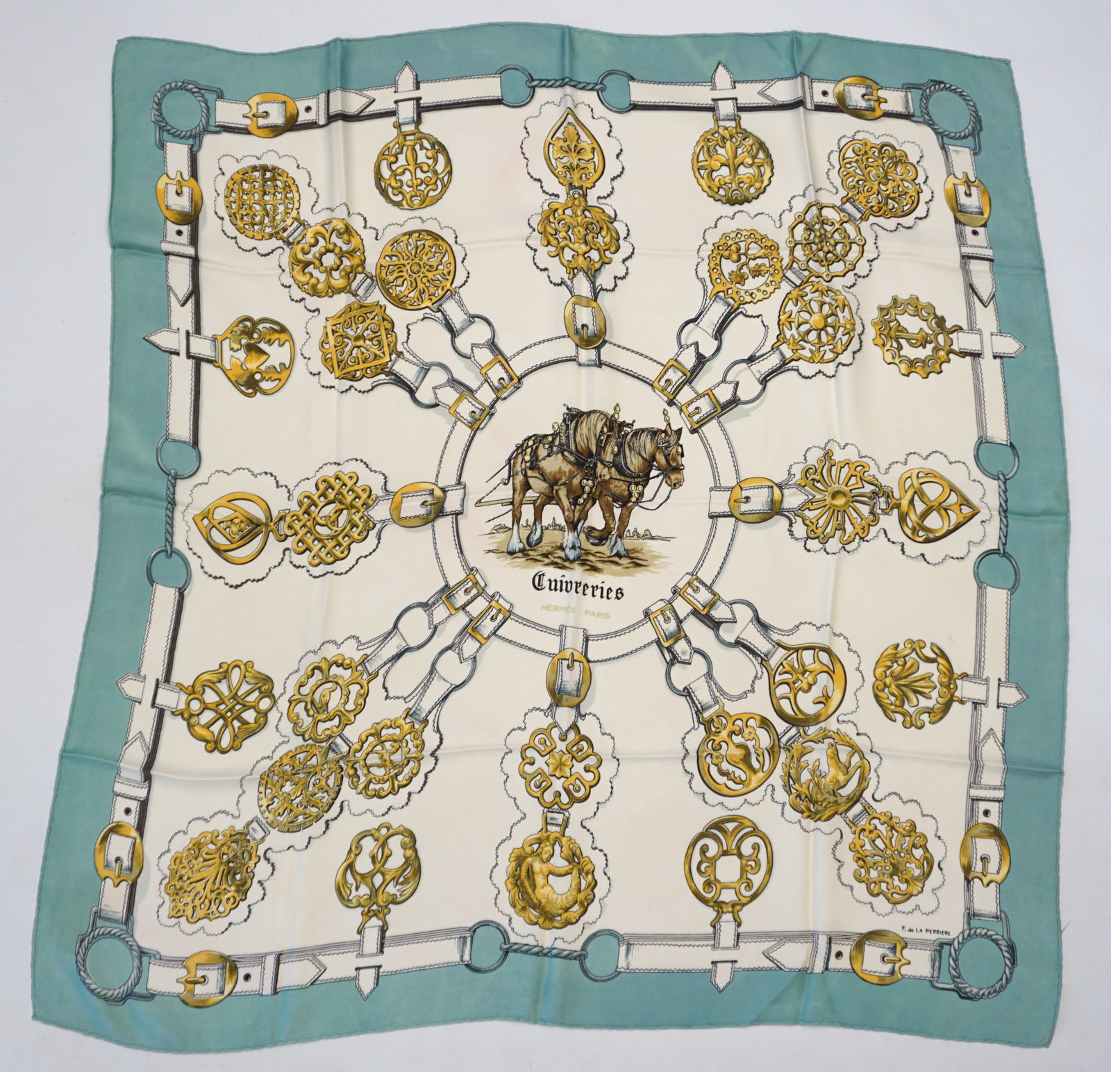 HERMES PARIS "CUIVRERIES" SILK SCARF (1 of 6)