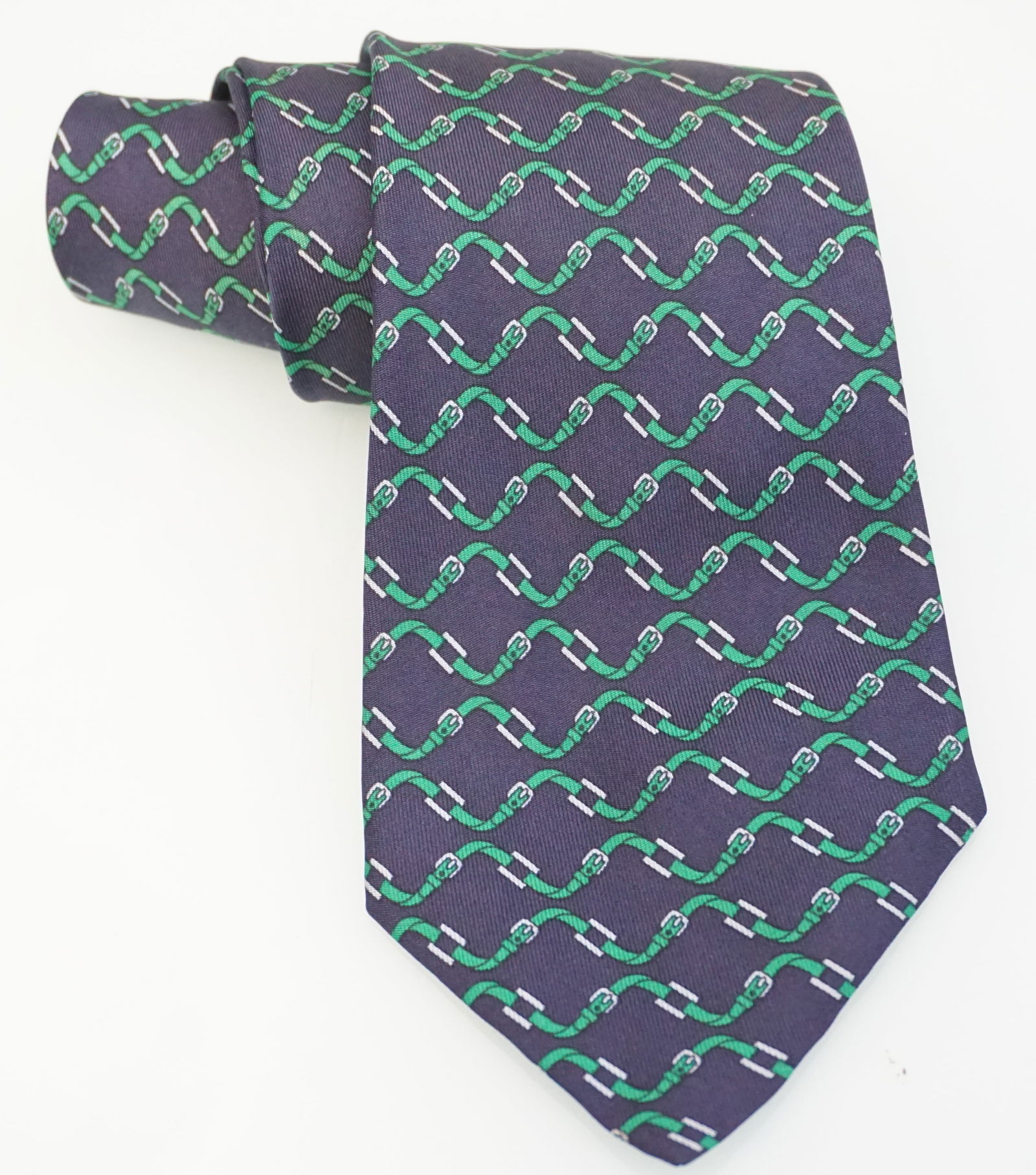 HERMES PARIS SILK MIDNIGHT BLUE TIE  (1 of 7)