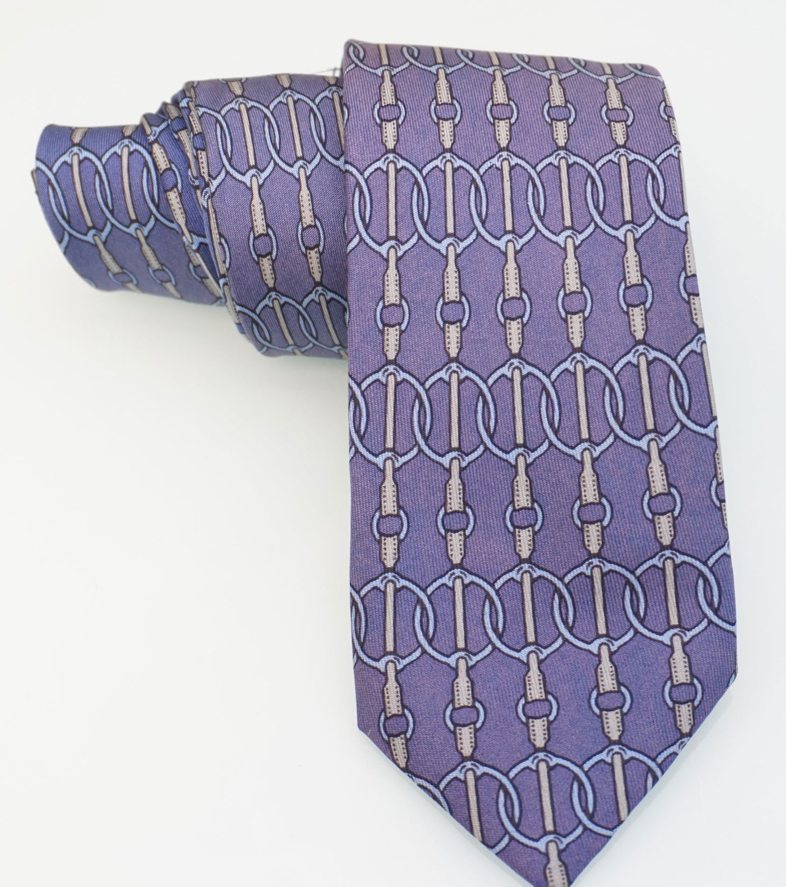 HERMES PARIS SILK PERIWINKLE BLUE TIE (1 of 8)