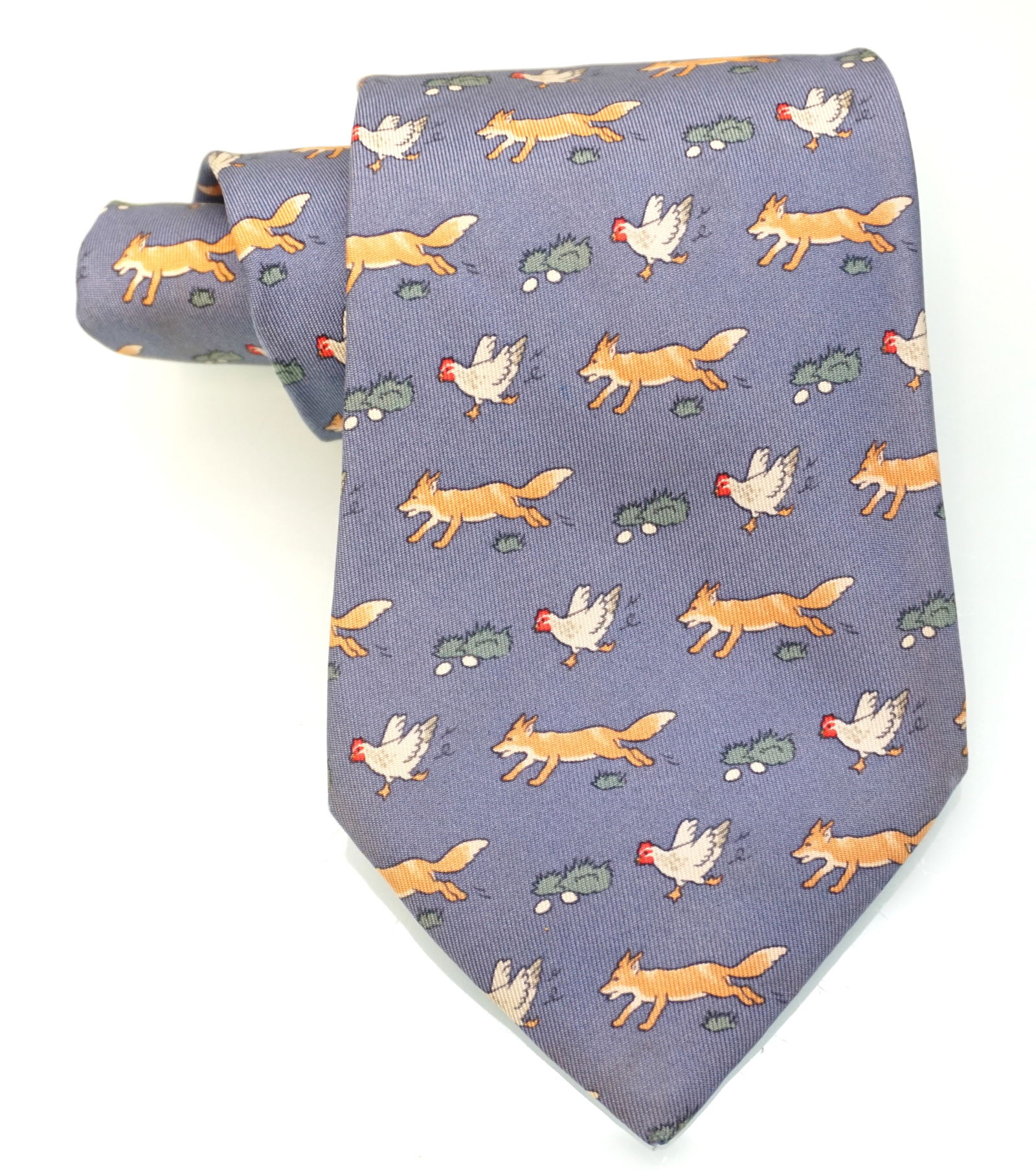 HERMES PARIS SILK CHICKEN AND FOX TIE  (1 of 5)