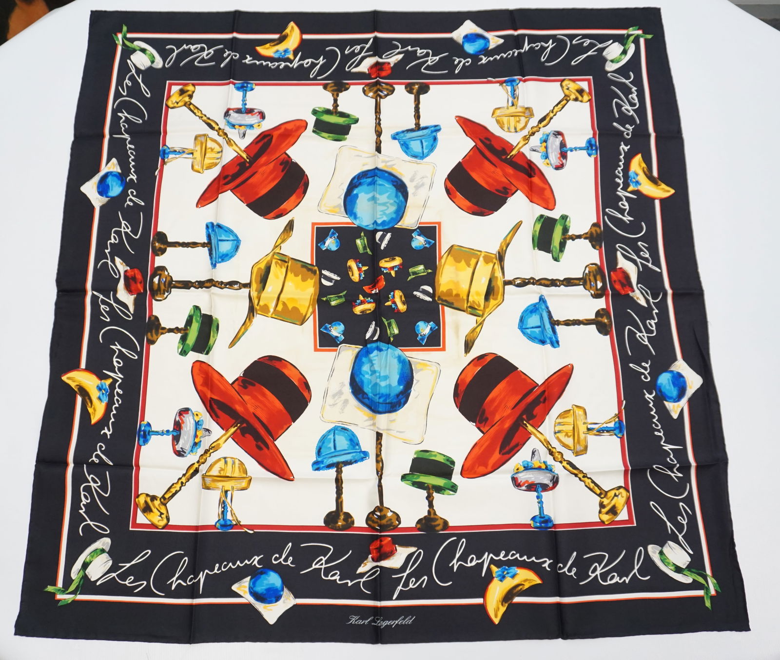 KARL LAGERFELD "LES CHAPEAUX DE KARL" SILK SCARF (1 of 7)