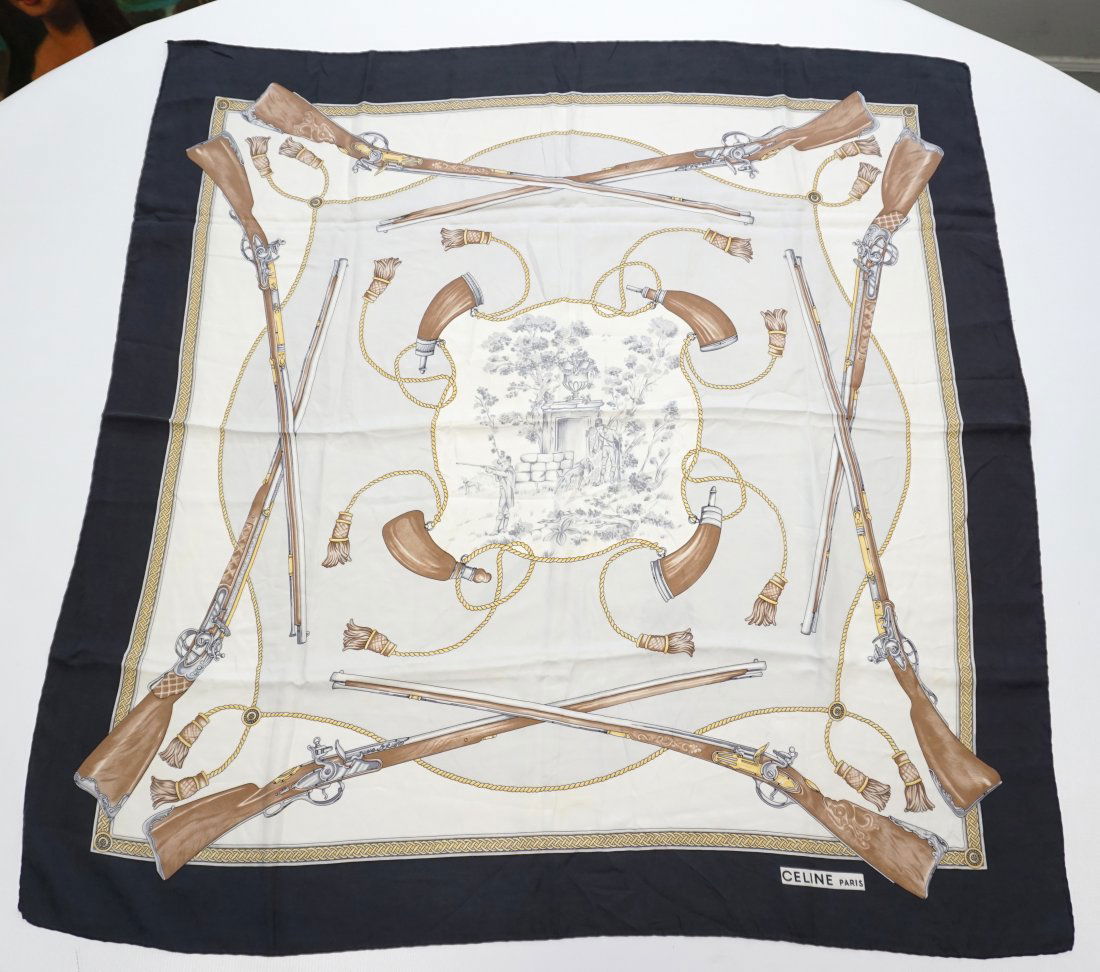 CELINE HUNTING THEME SILK SCARF (1 of 5)