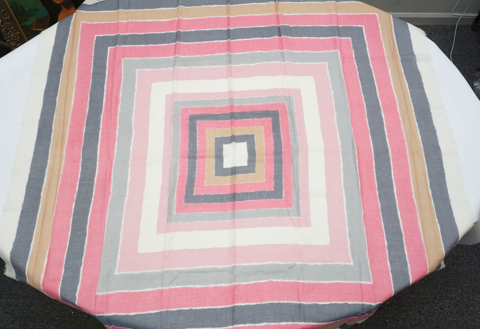 CHRISTIAN DIOR GEOMETRIC BLENDED WOOL SHAWL  (1 of 4)