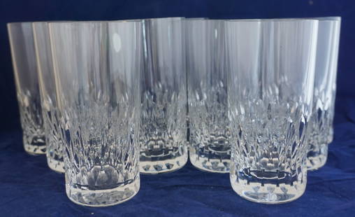 11 BACCARAT CRYSTAL ARMAGNAC HIGHBALLS: Eleven (11) French Baccarat Crystal Armagnac Highball Tumblers . Each 5 5/8". Purchased in 1979 at Baccarat in Paris. Shipped by Baccarat, the glasses remained in the Original Shipping Box until this