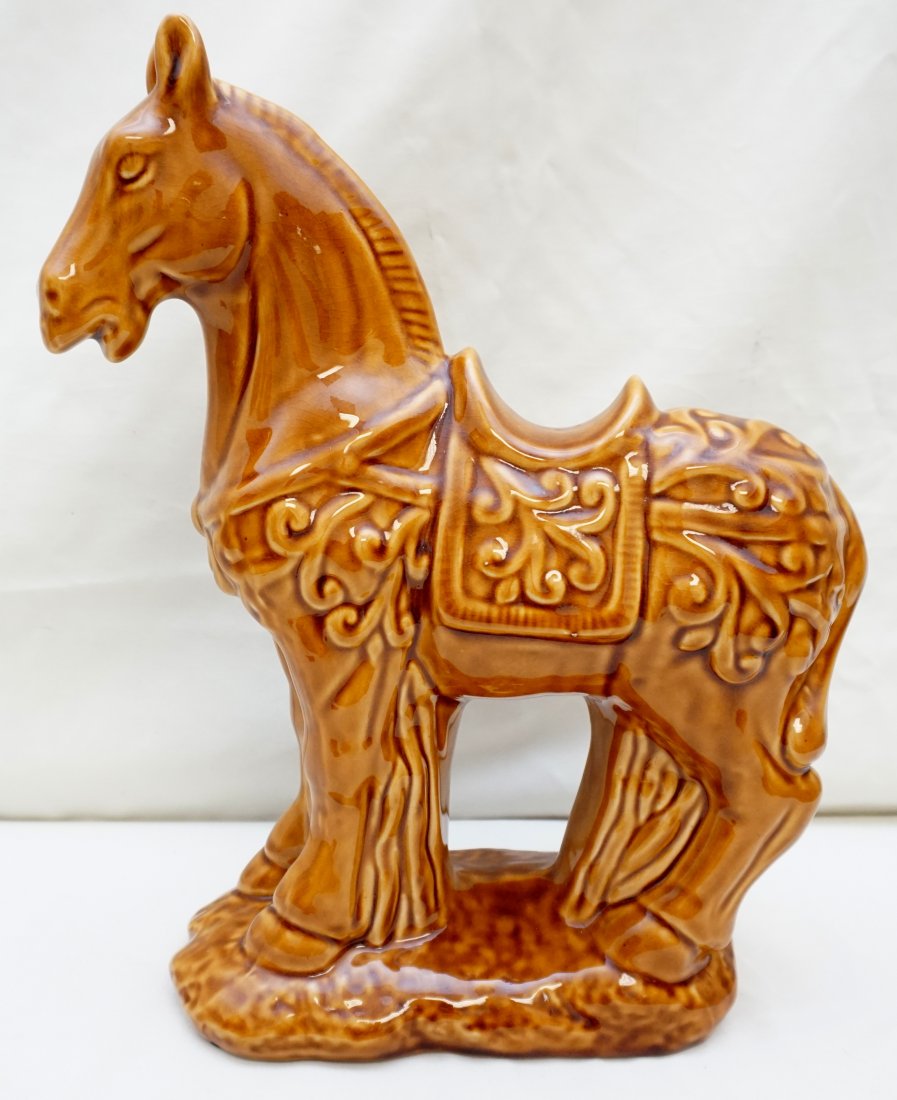 LARGE CERAMIC SCROLLWORK PERCHERON HORSE (1 of 8)