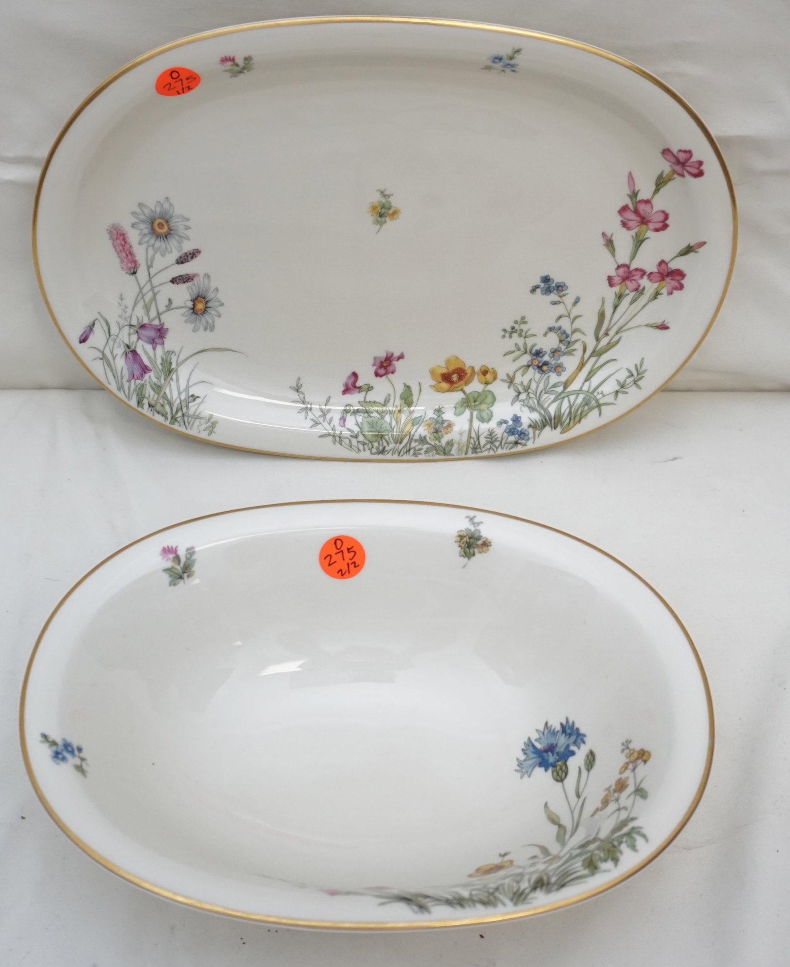 2PC FRANCONIA "MEADOW FLOWERS" SERVING PIECECS : Meadow Flowers pattern China by Franconia. Set contains Oval Vegetable bowl and oval plater. Bowl- 10x7.5x2.75", Plater- 12.25x8.75". Total weight 4lbs.