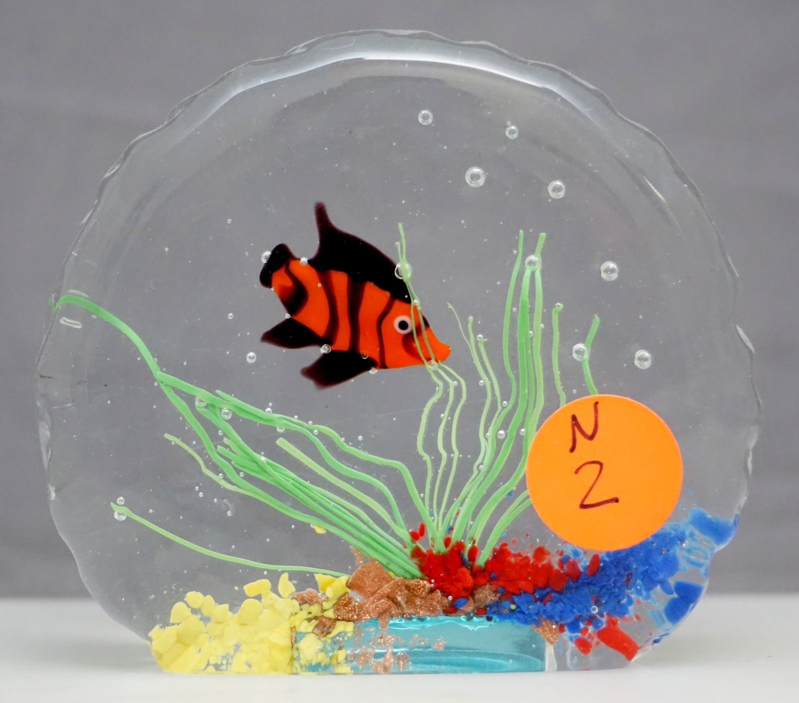 GLASS OCEAN SCENE PAPERWEIGHT (1 of 3)