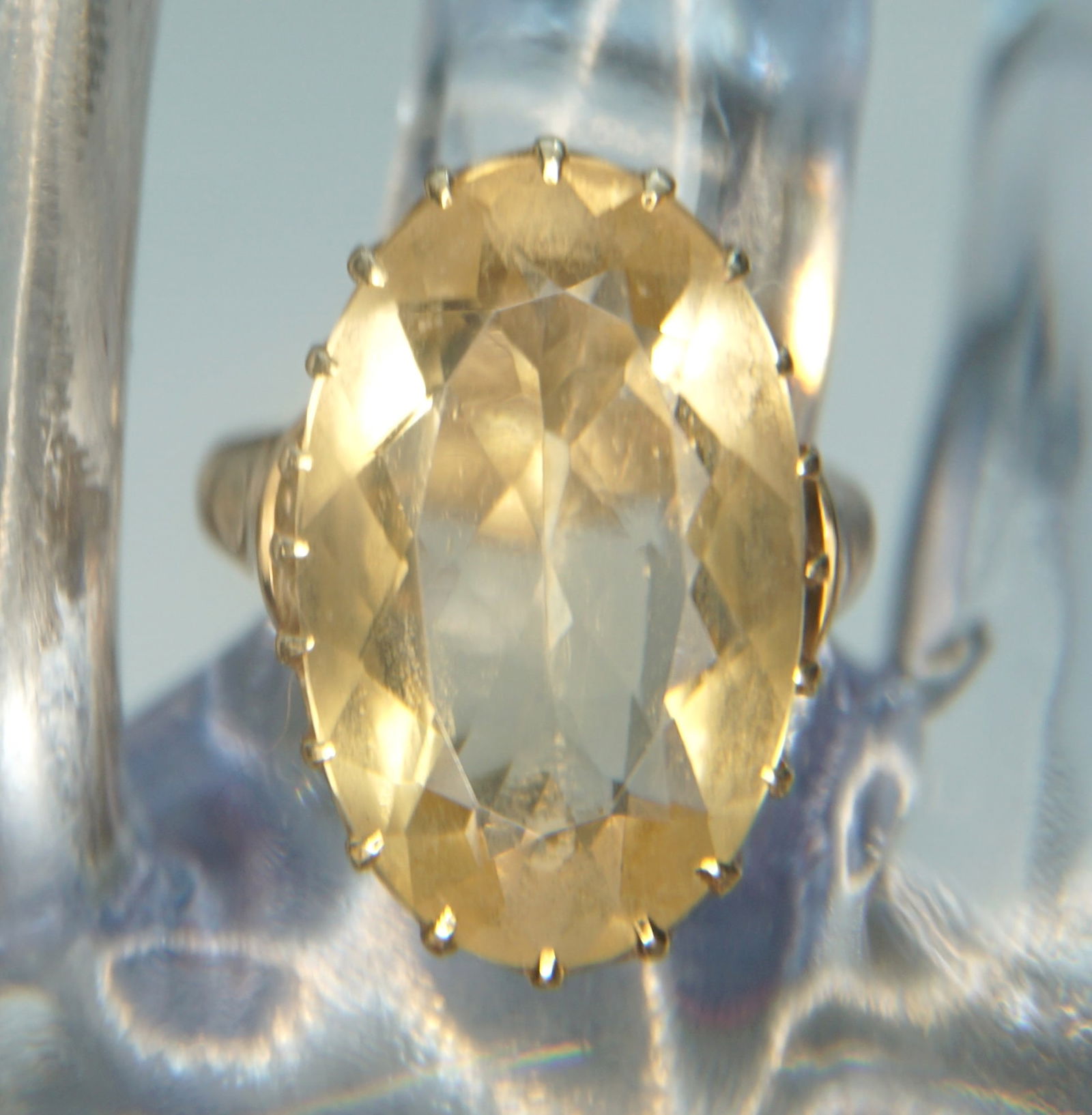 LARGE CITRINE COCKTAIL RING (SZ 5) (1 of 3)