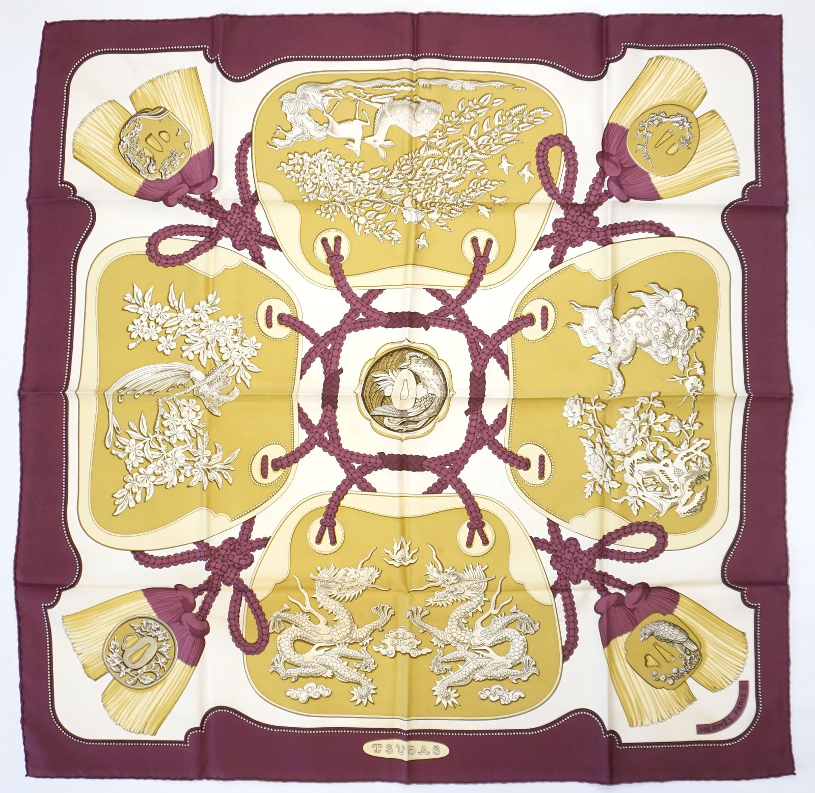 HERMES PARIS "TSUBAS" SILK SCARF (1 of 6)