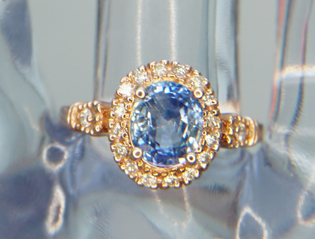 SAPPHIRE & DIAMOND 14KT PINK GOLD RING (1 of 4)