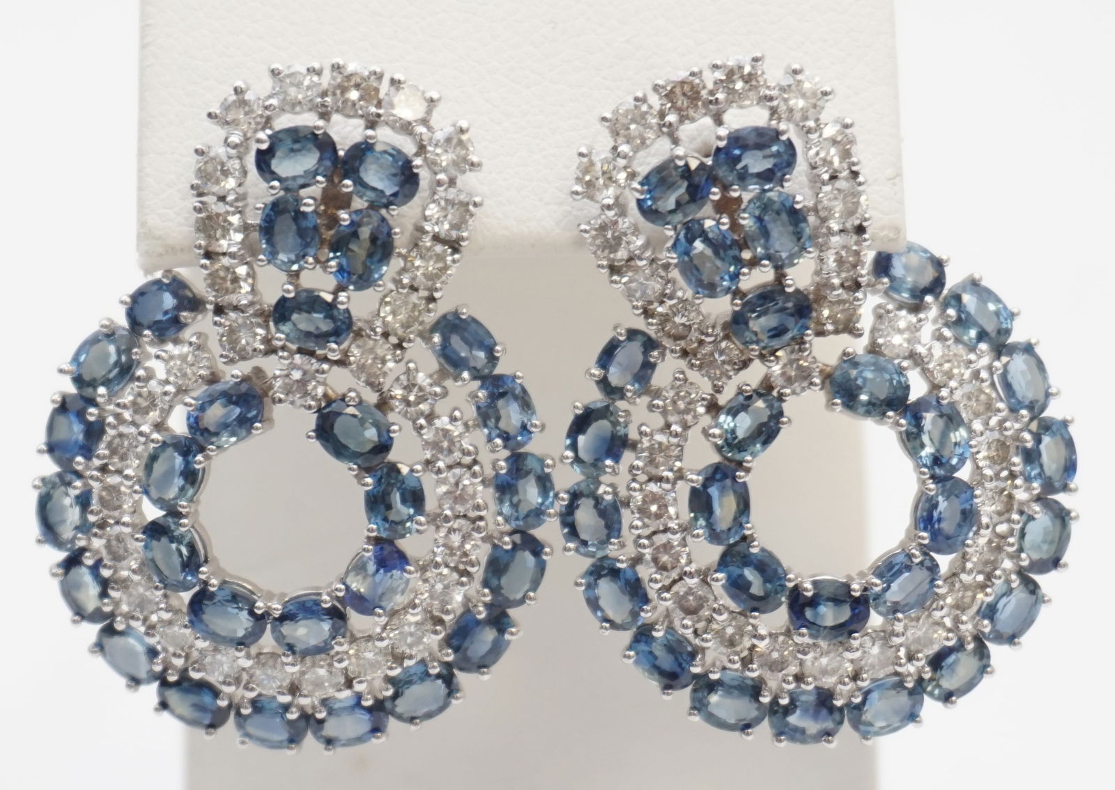 STUNNING 13.50CT/TW SAPPHIRE & 3.80CT/TW DIAMOND EARRINGS (1 of 3)