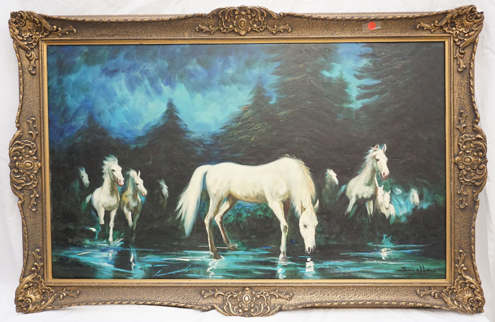 LARGE MID CENTURY HORSES SIGNED SAVELLA (1 of 6)