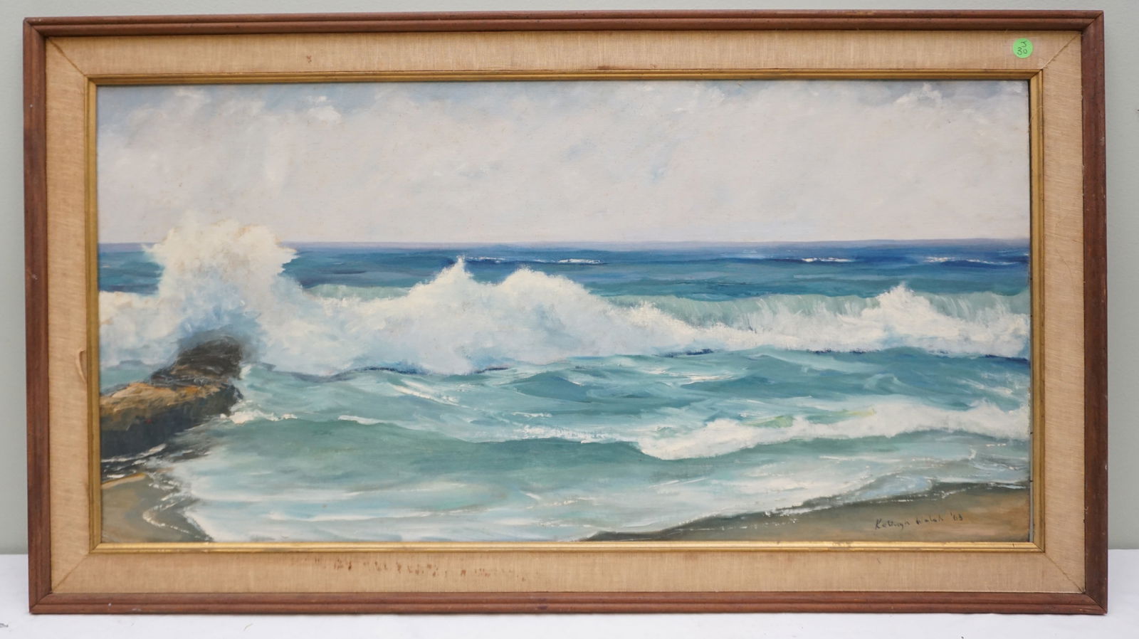 OIL ON BOARDWAVES CRASHING ON ROCKS SCENE (1 of 4)