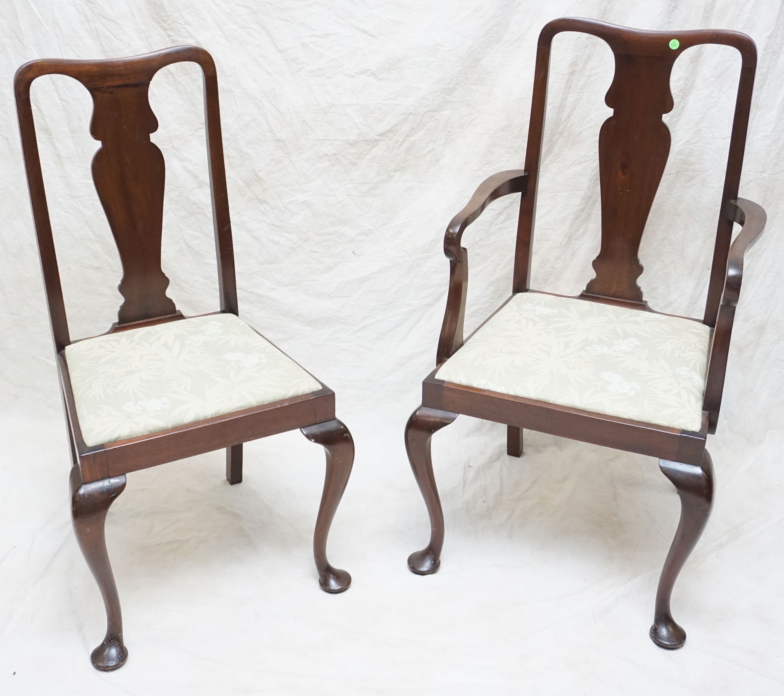 ANTIQUE QUEEN ANNE ARM & SIDE CHAIR (1 of 5)