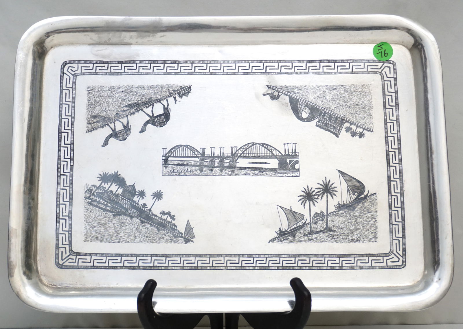 SILVER MIDDLE EASTERN PAINTEDTRAY 800 SILVER (1 of 5)