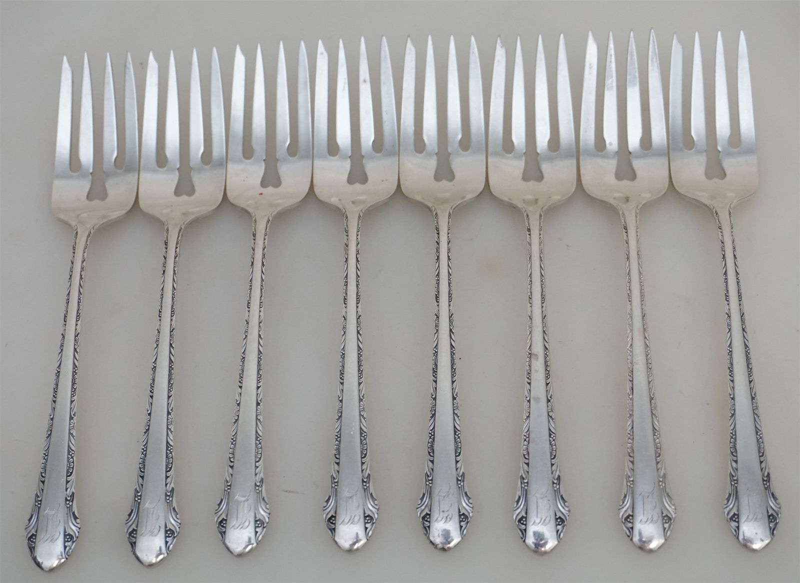 8 STERLING CHASED ROMANTIQUE FORKS (1 of 3)