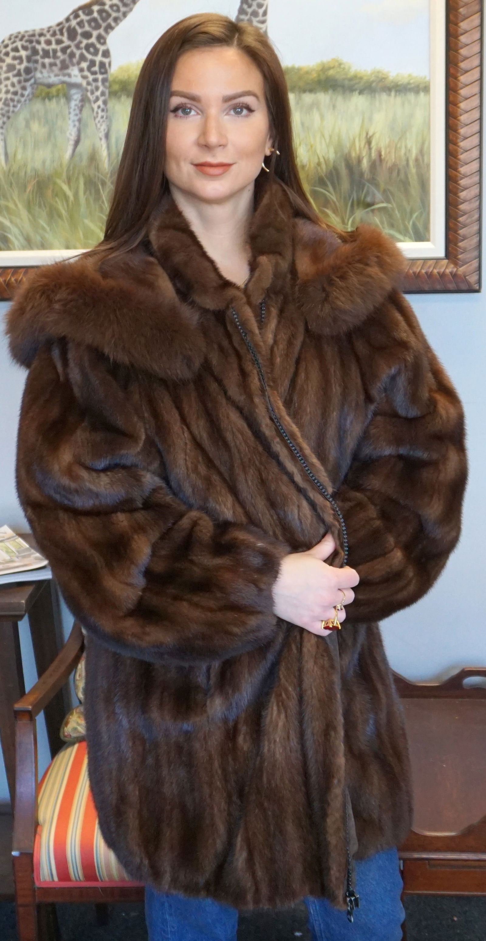 VINTAGE ELAN LUNARAINE MINK HOODED COAT (1 of 10)