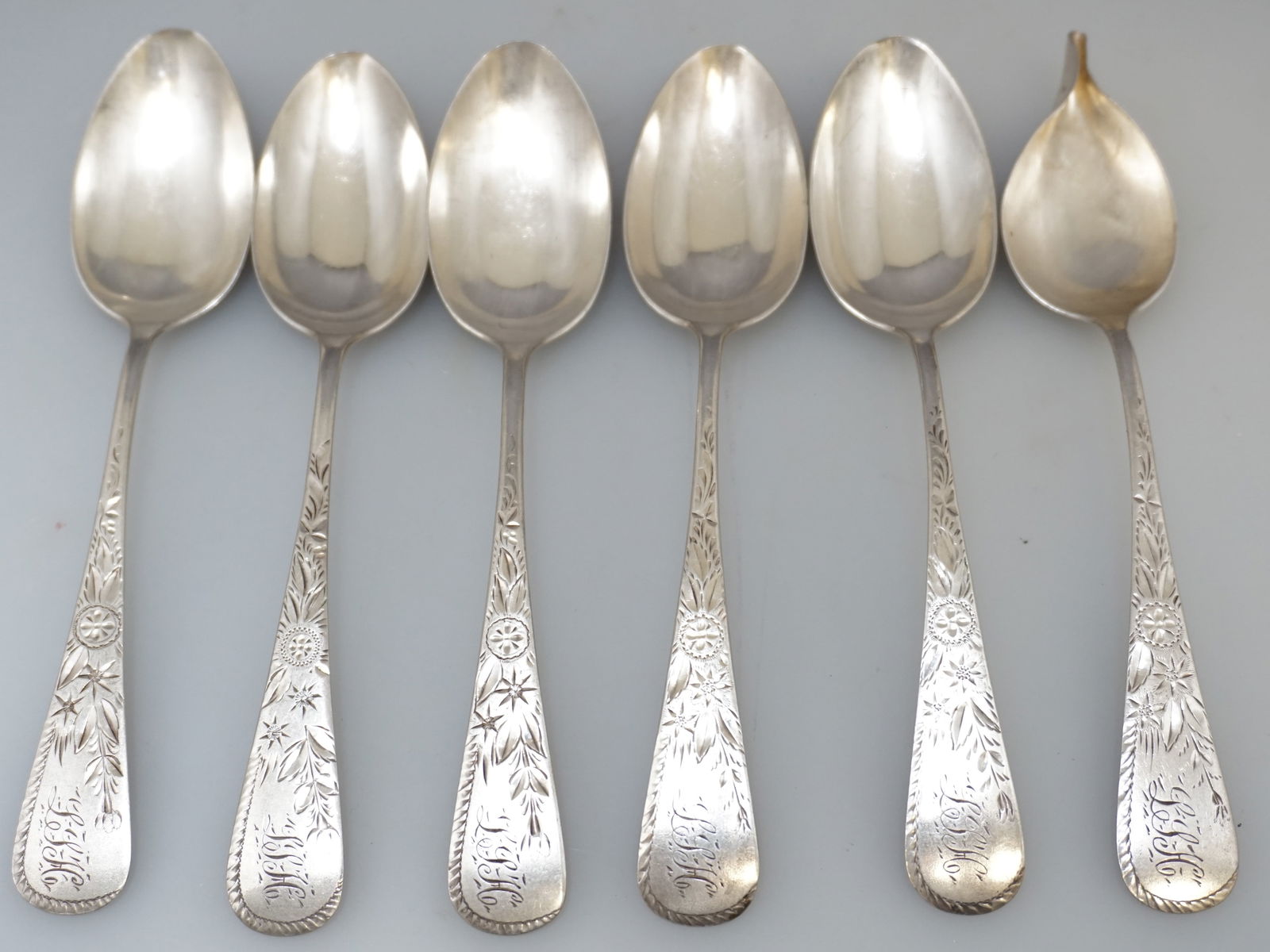 6 GORHAM STERLING 1889 TEASPOONS (1 of 4)