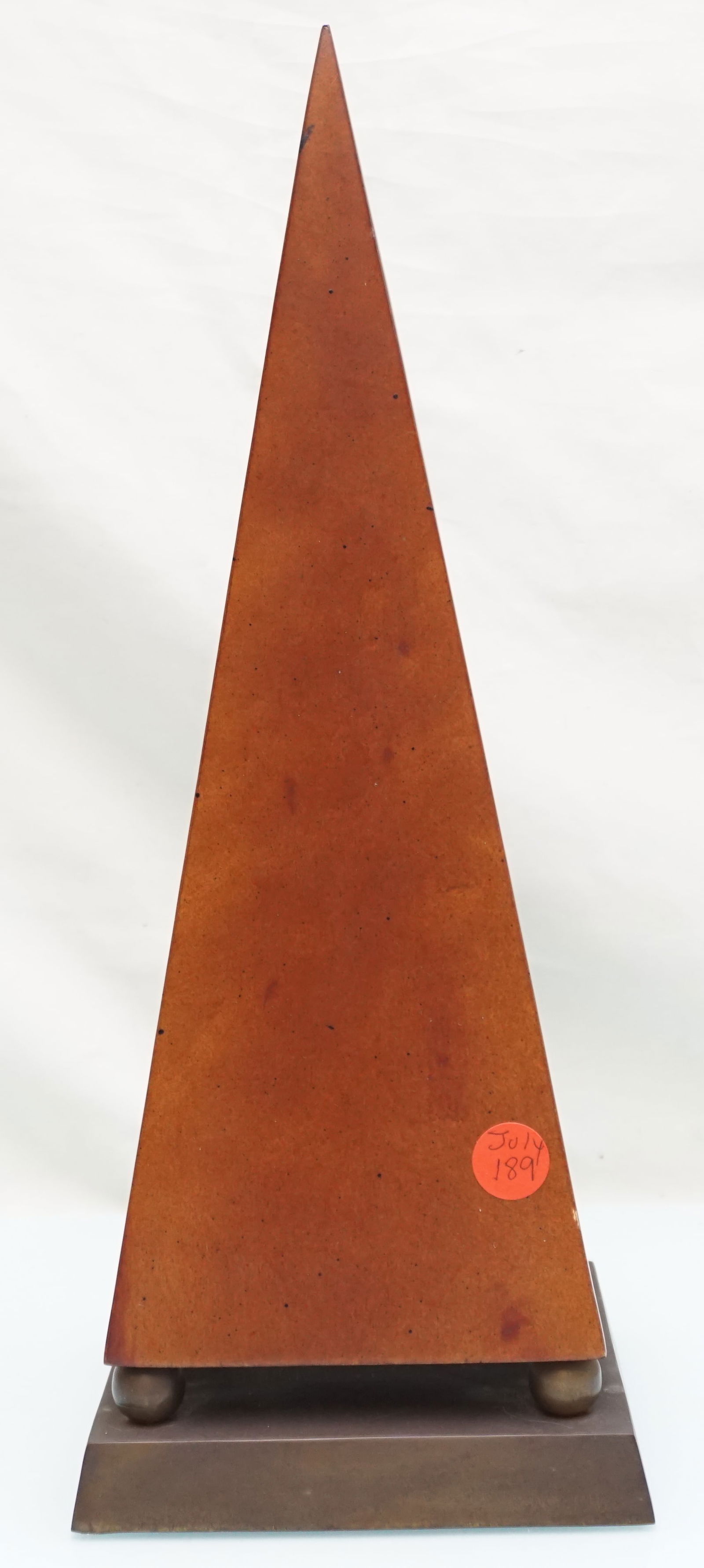 CONTEMPORARY WOOD OBELISK: Contemporary Decorative Wood Obelisk. 5 1/2"x5 1/2"x14 1/2". Weight 4 pds 3 oz.