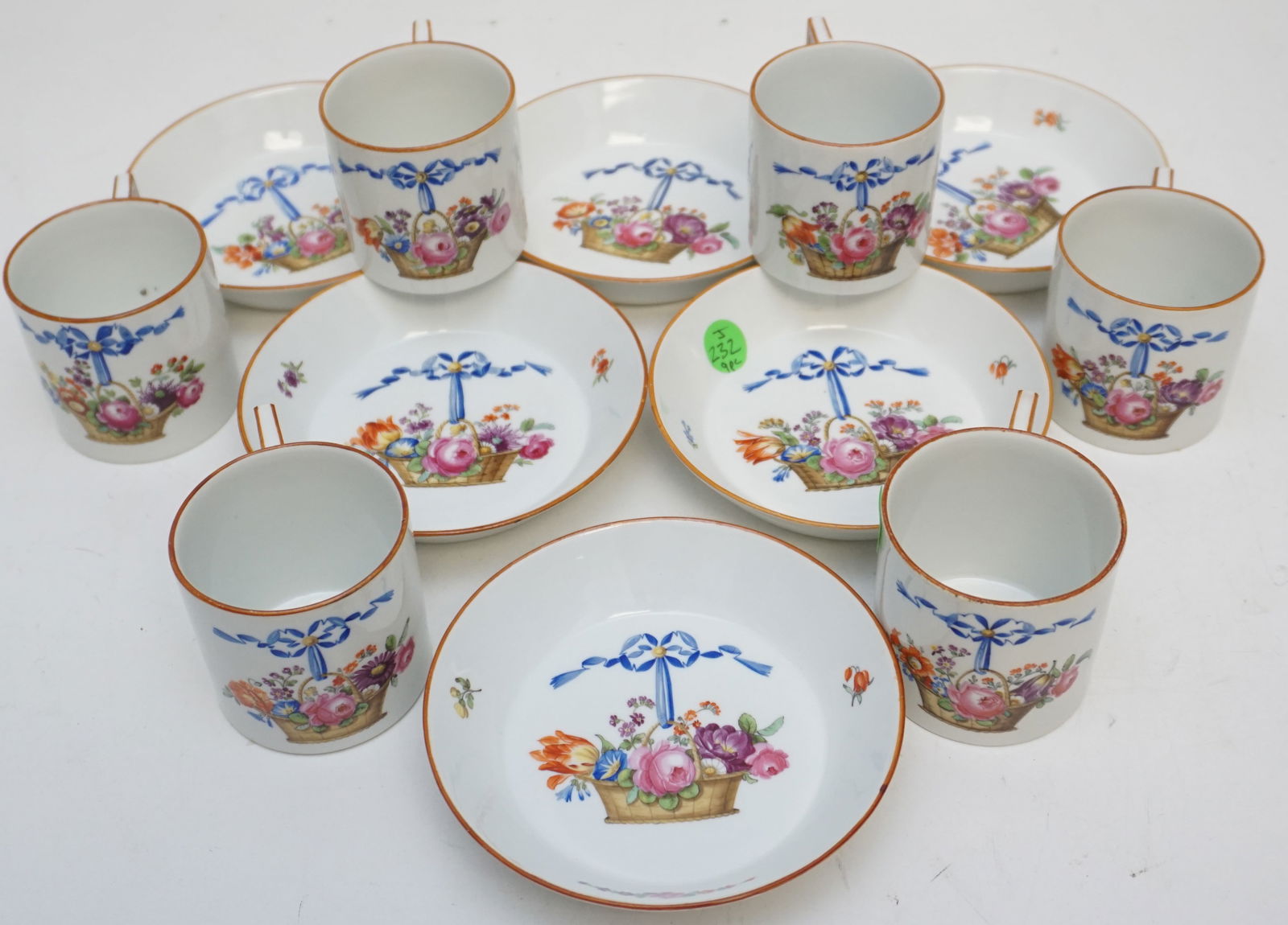 ANTIQUE 9PC MINTON CHINA- 6 SAUCERS, 6 TEA CUPS (1 of 9)