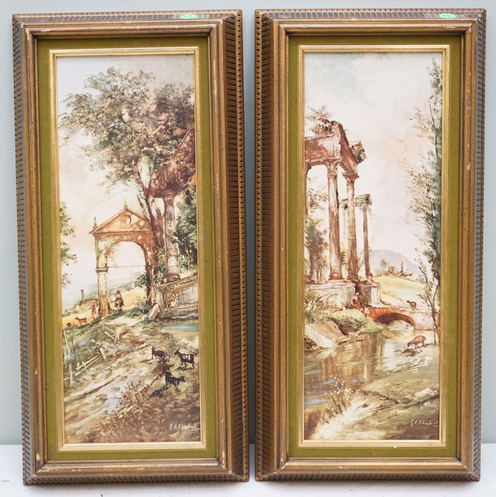 PAIR OF EUROPEAN RUINS ON BOARDS (1 of 4)