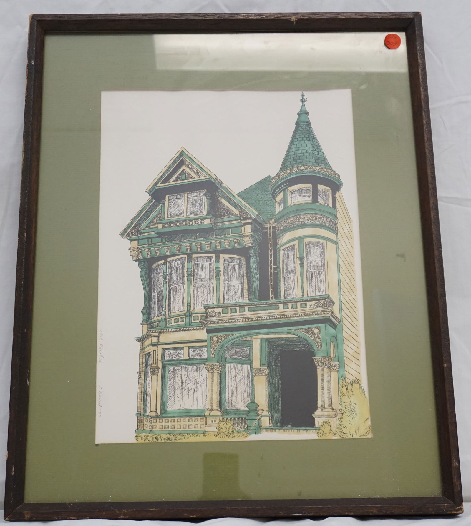 VICTORIAN HOUSE HAND COLORED PRINT (1 of 5)