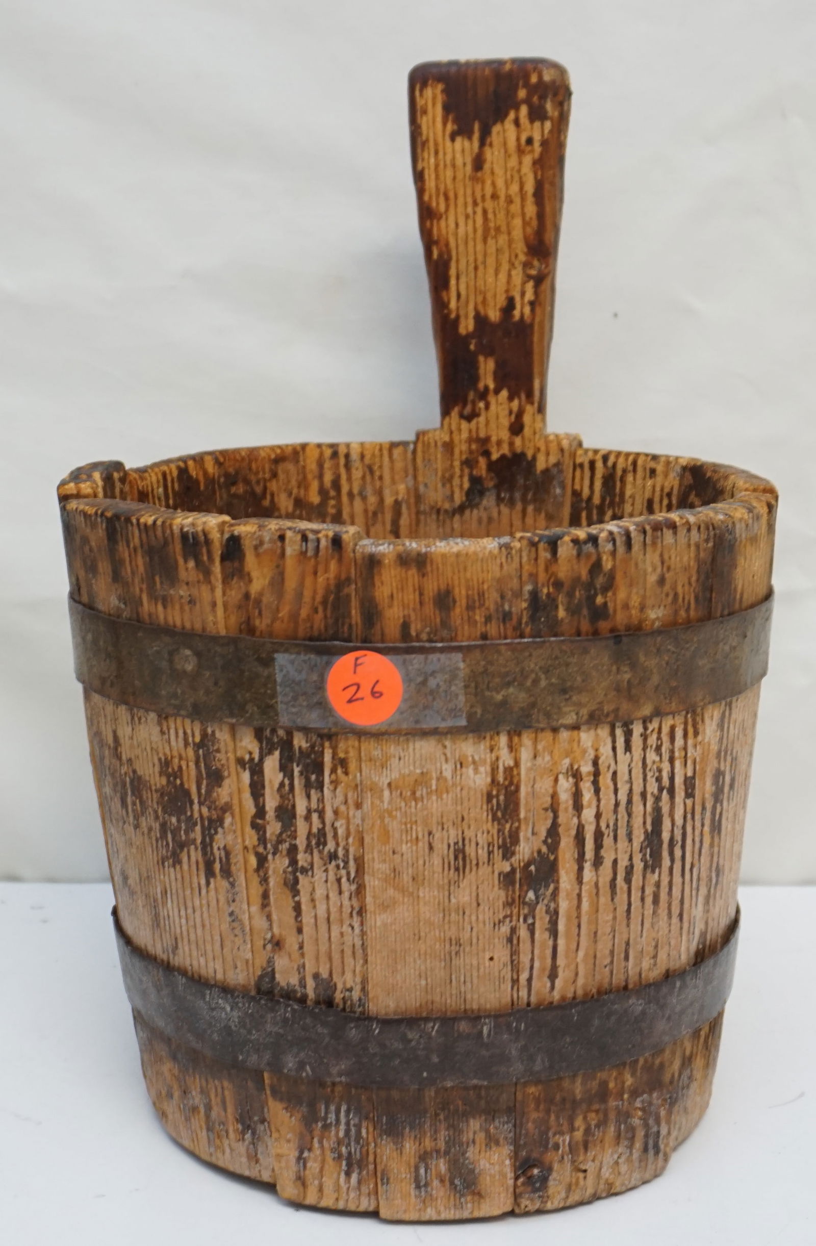 Antique Primitive Piggin Bucket With Metal Bands Auction