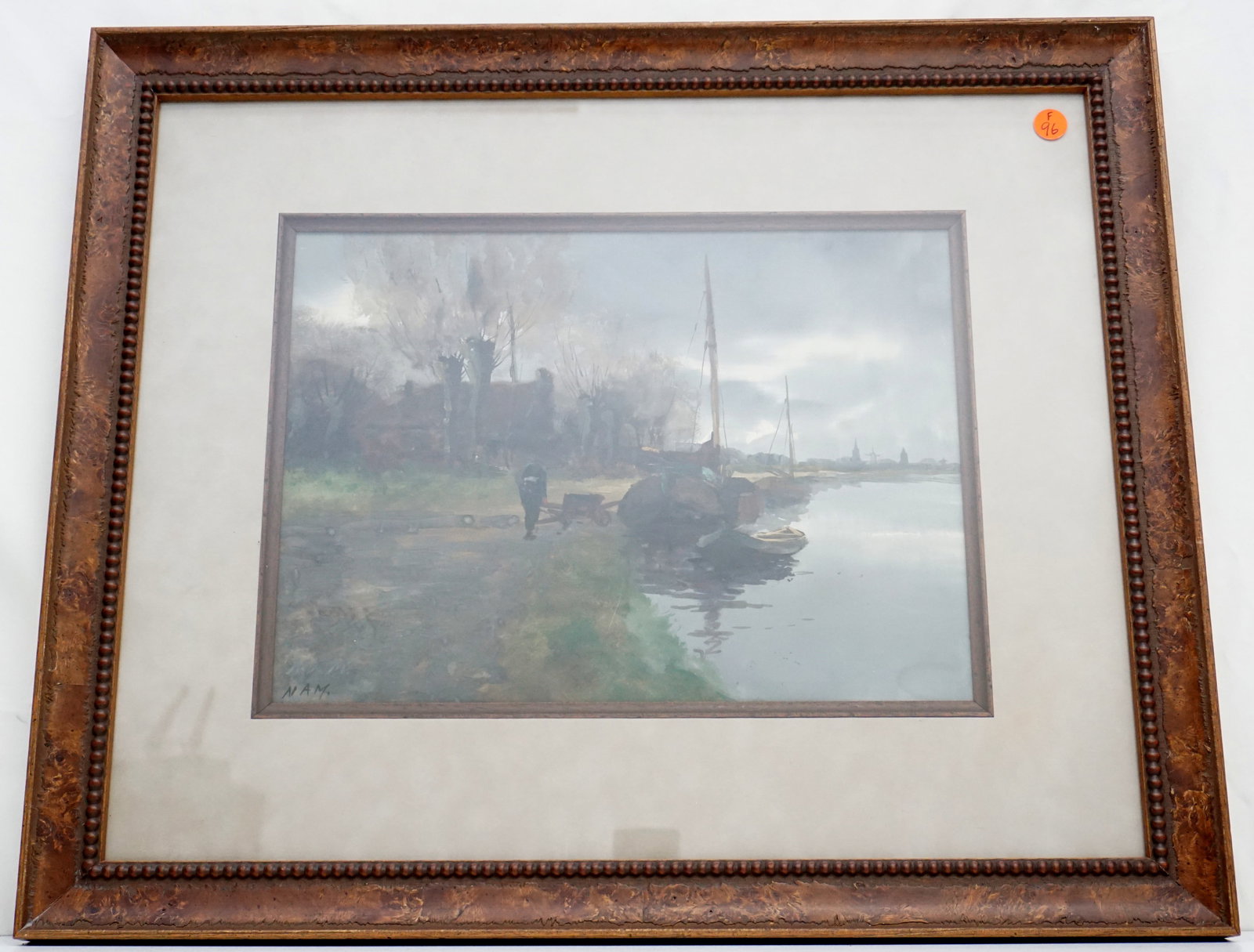 19TH C. ORIGINAL WATERCOLOR SIGNED "N.A.M." (1 of 7)