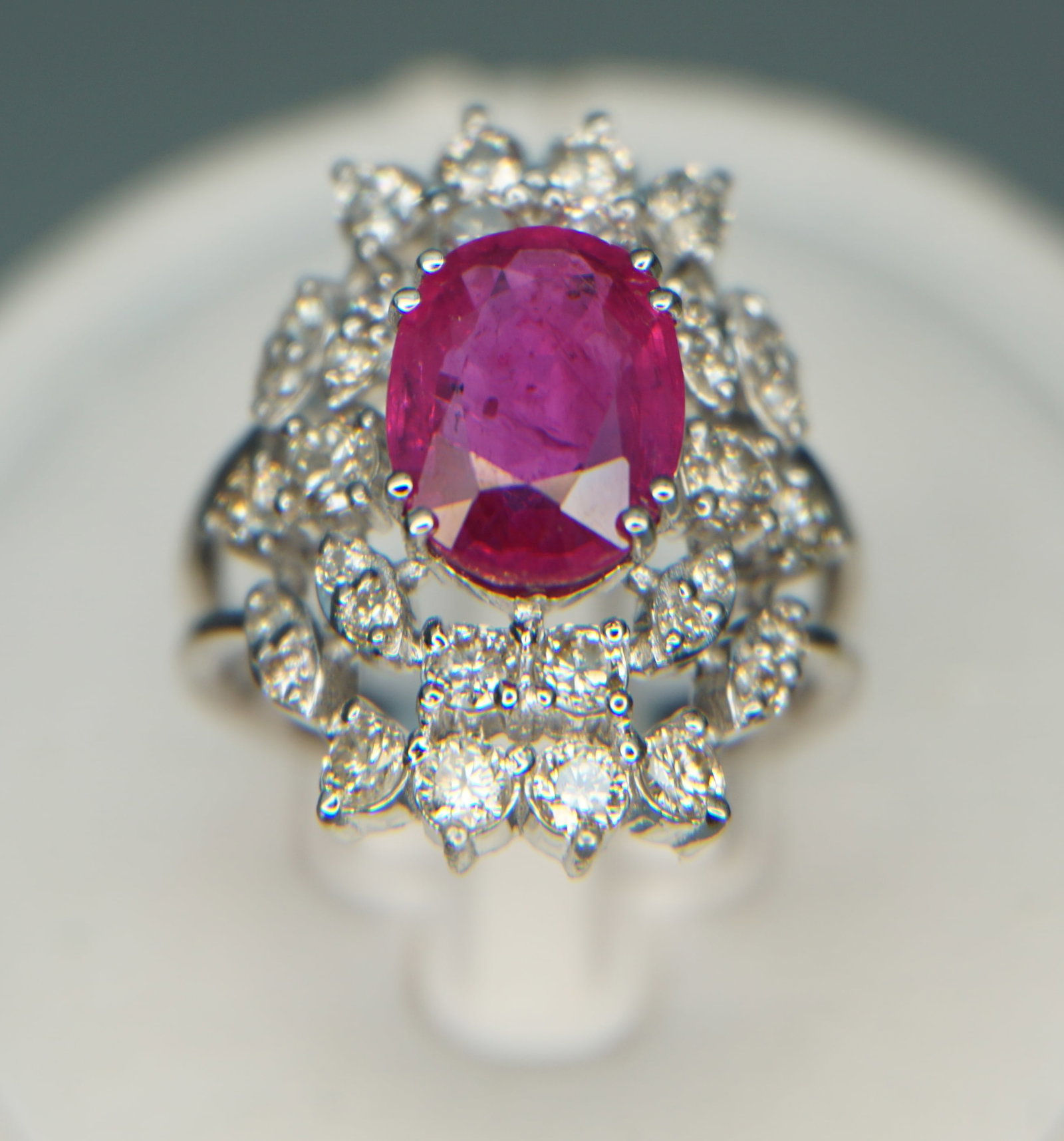 3.48CT RUBY & 1.38CTS/TW DIAMOND 18KT W/G RING (1 of 2)