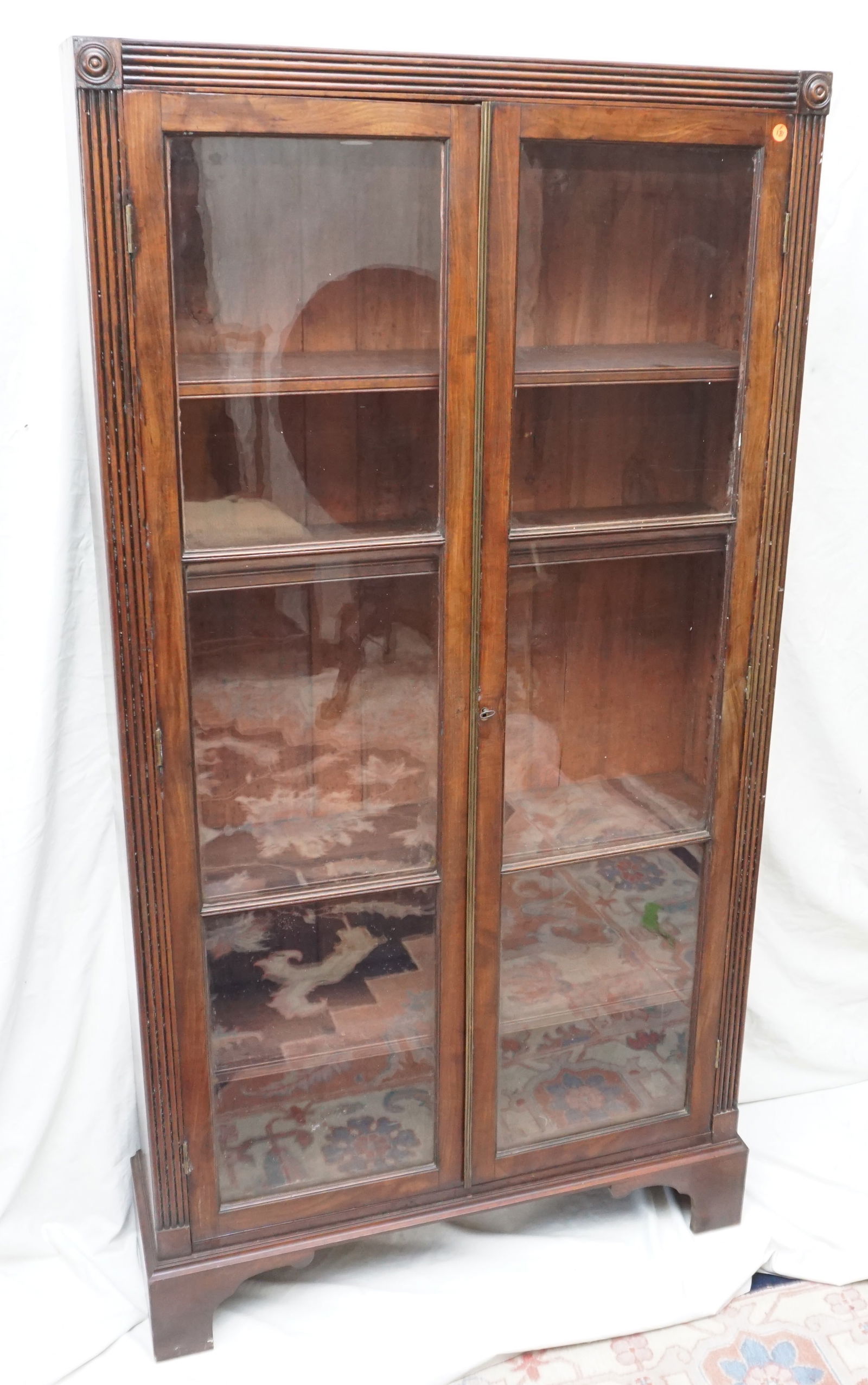 ANTIQUE MAHOGANY GLASS DOOR DISPLAY CABINET (1 of 5)