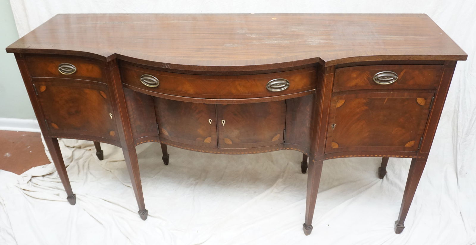ANTIQUE MAHOGANY VENEER SIDEBOARD (1 of 10)