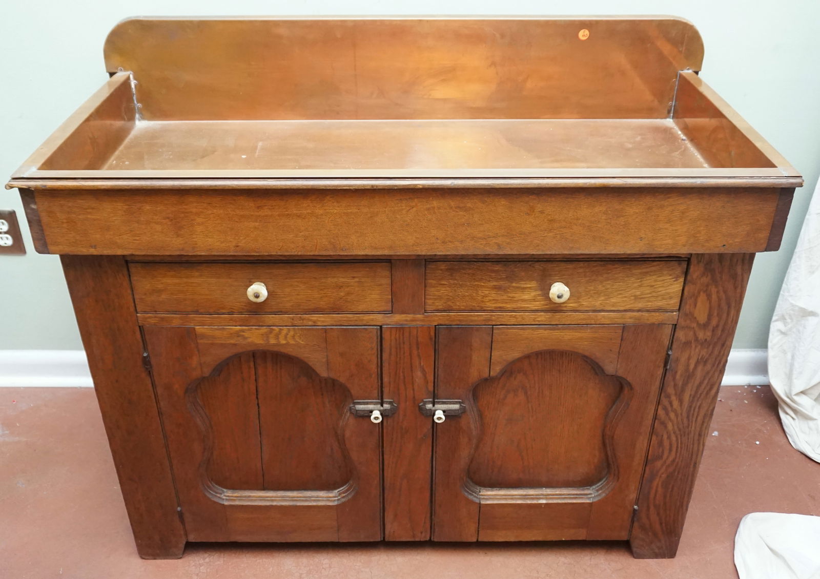 ANTIQUE COPPER TOP WASH STAND WITH drawers & CABINET (1 of 8)