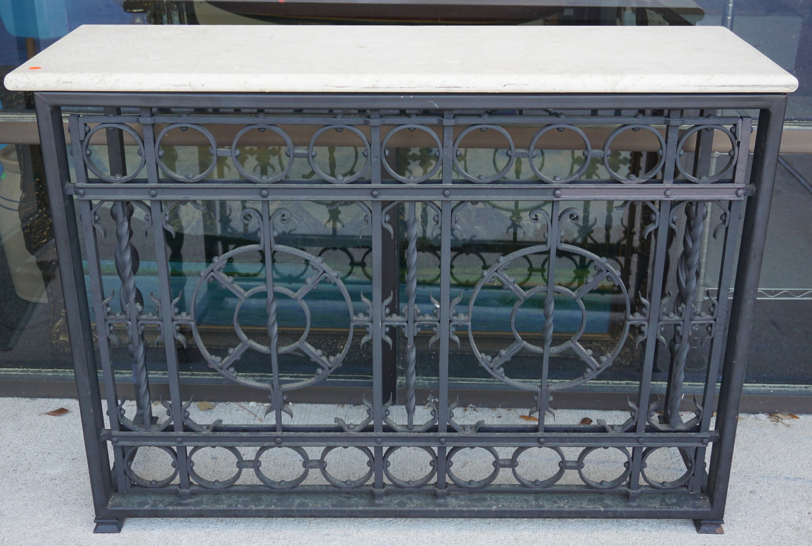 WROUGHT IRON STONE TOP CONSOLE (1 of 5)