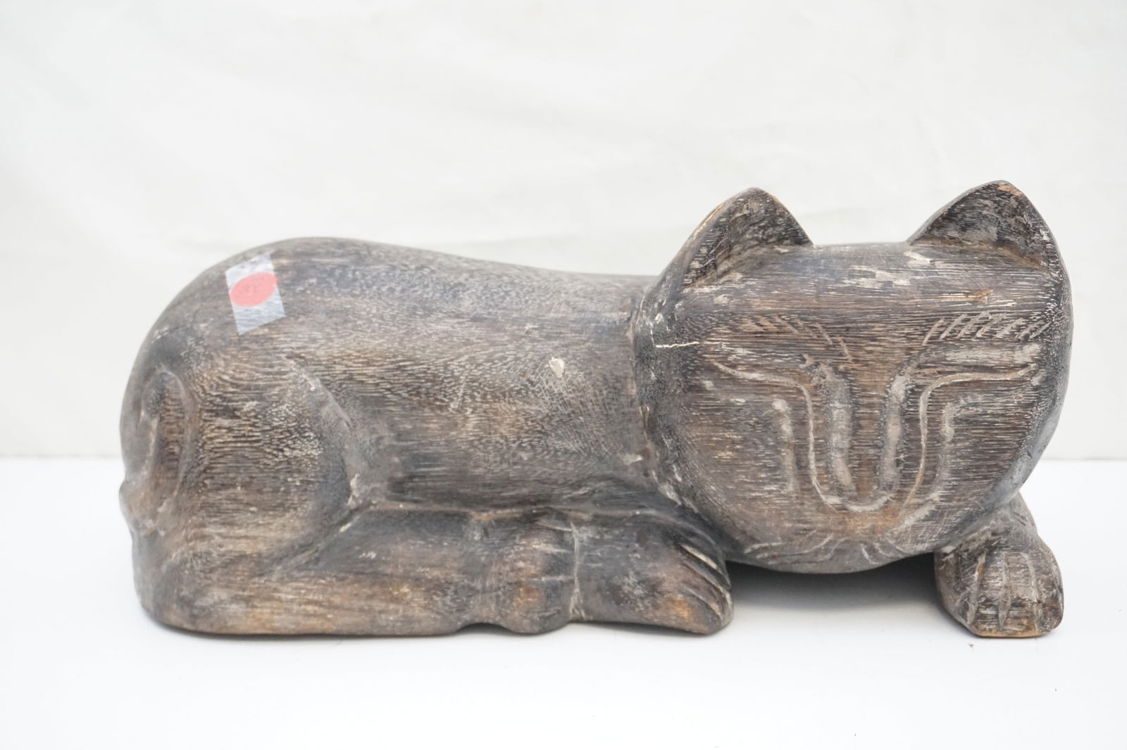 VINTAGE THAI HAND CARVED WOOD CAT (1 of 6)