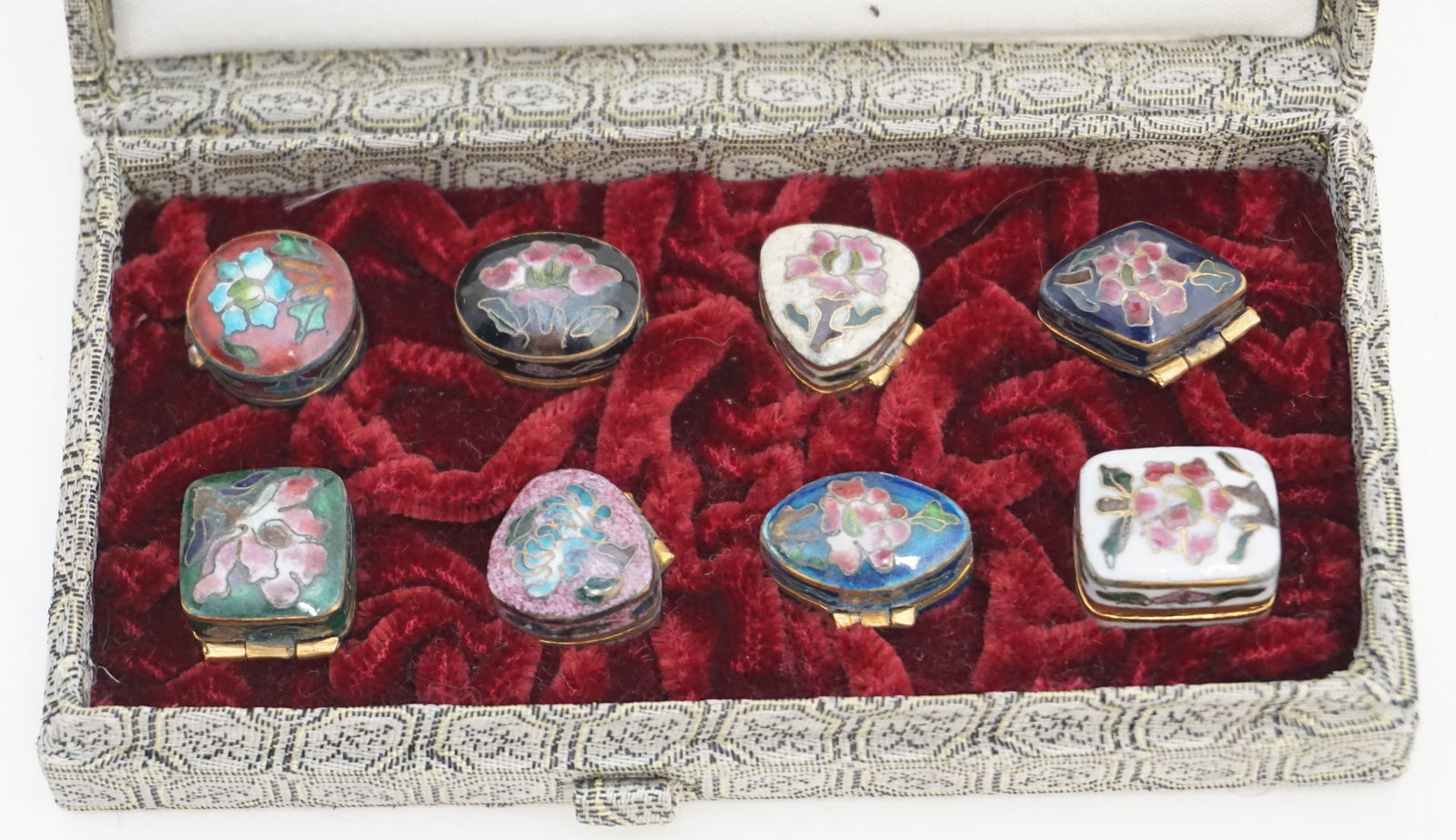 8PC CLOISONNE PILL BOXES (1 of 3)