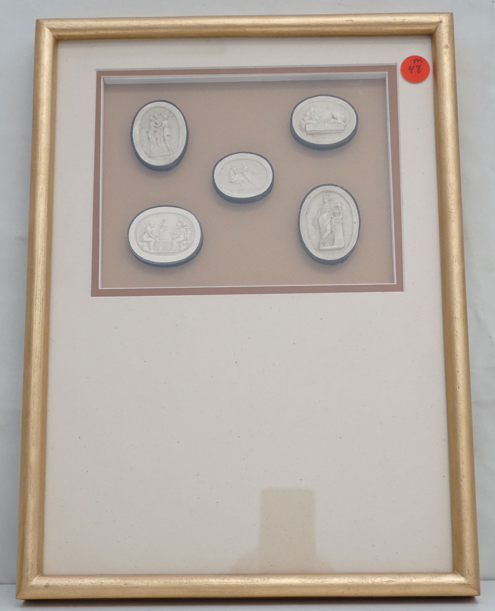 5PC ANTIQUE FRAMED PLASTER GRAND TOUR INTAGLIOS (1 of 4)