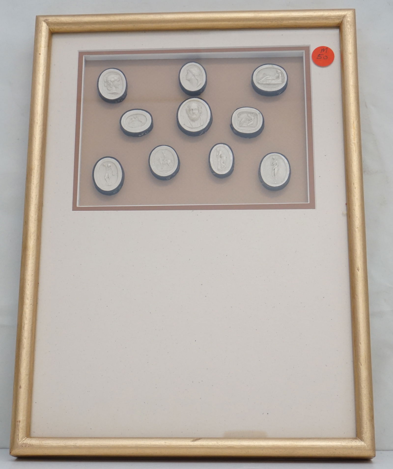 10PC ANTIQUE FRAMED PLASTER GRAND TOUR INTAGLIOS (1 of 4)