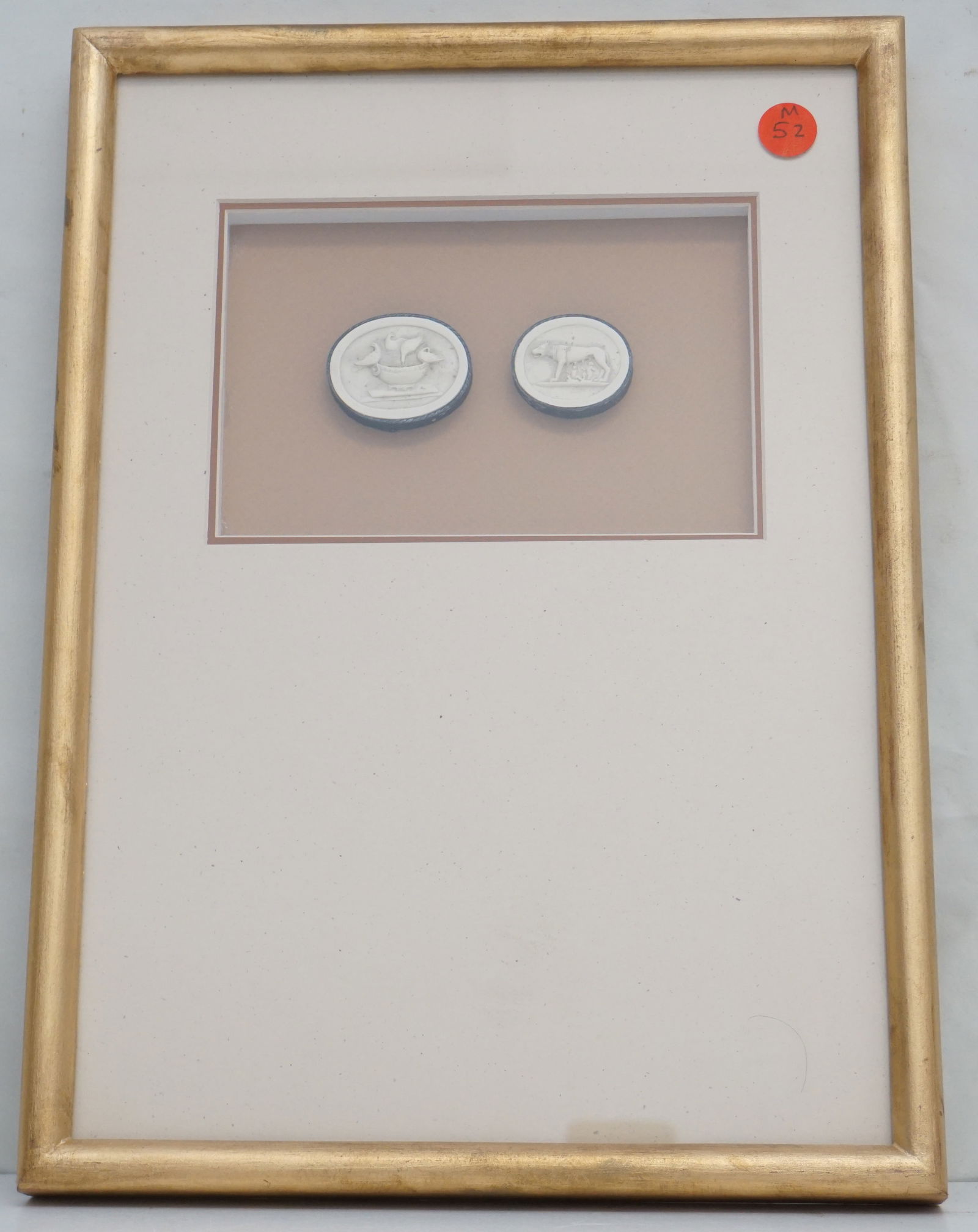 2PC ANTIQUE FRAMED PLASTER GRAND TOUR INTAGLIOS (1 of 4)