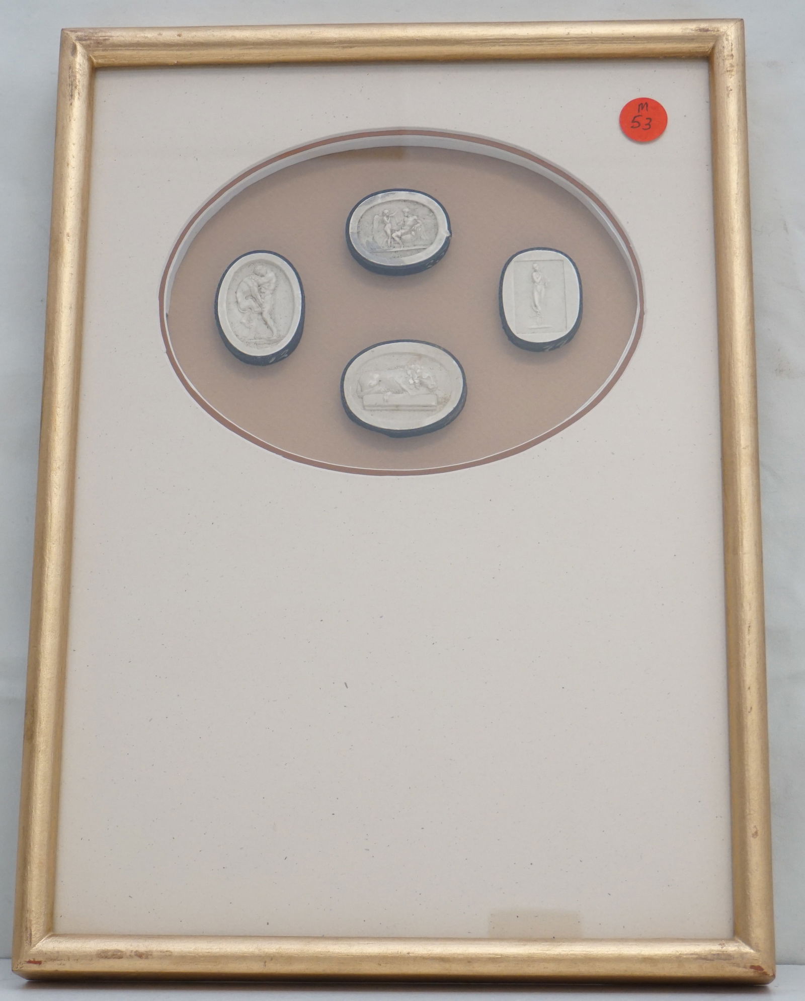4PC ANTIQUE FRAMED PLASTER GRAND TOUR INTAGLIOS (1 of 4)