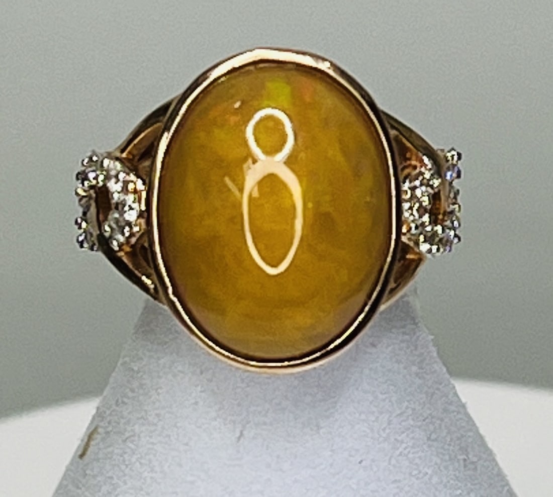 14KT ROSE GOLD OPAL & DIAMOND NECKLACE (1 of 6)