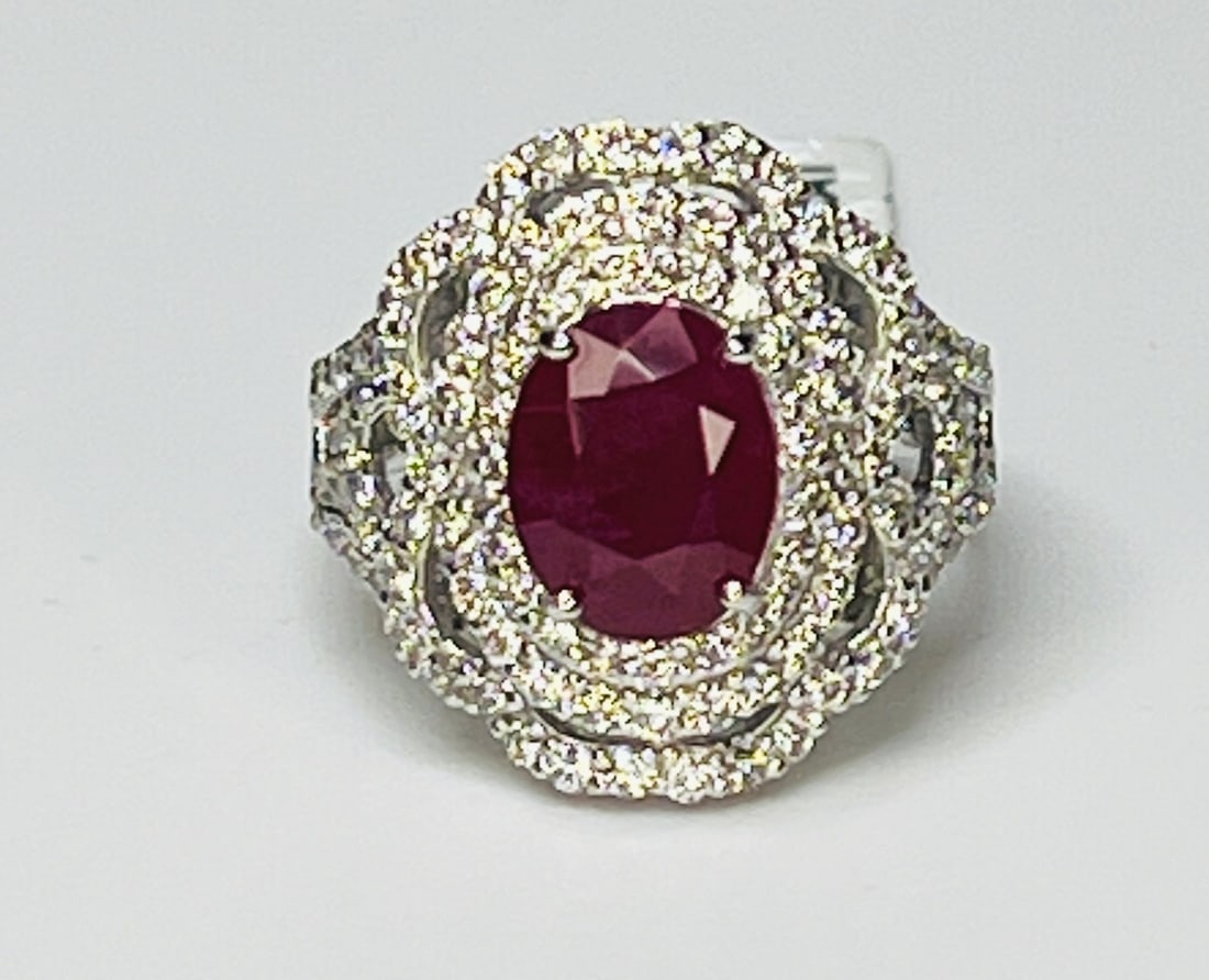 PLATINUM RUBY & DIAMOND RING (1 of 5)