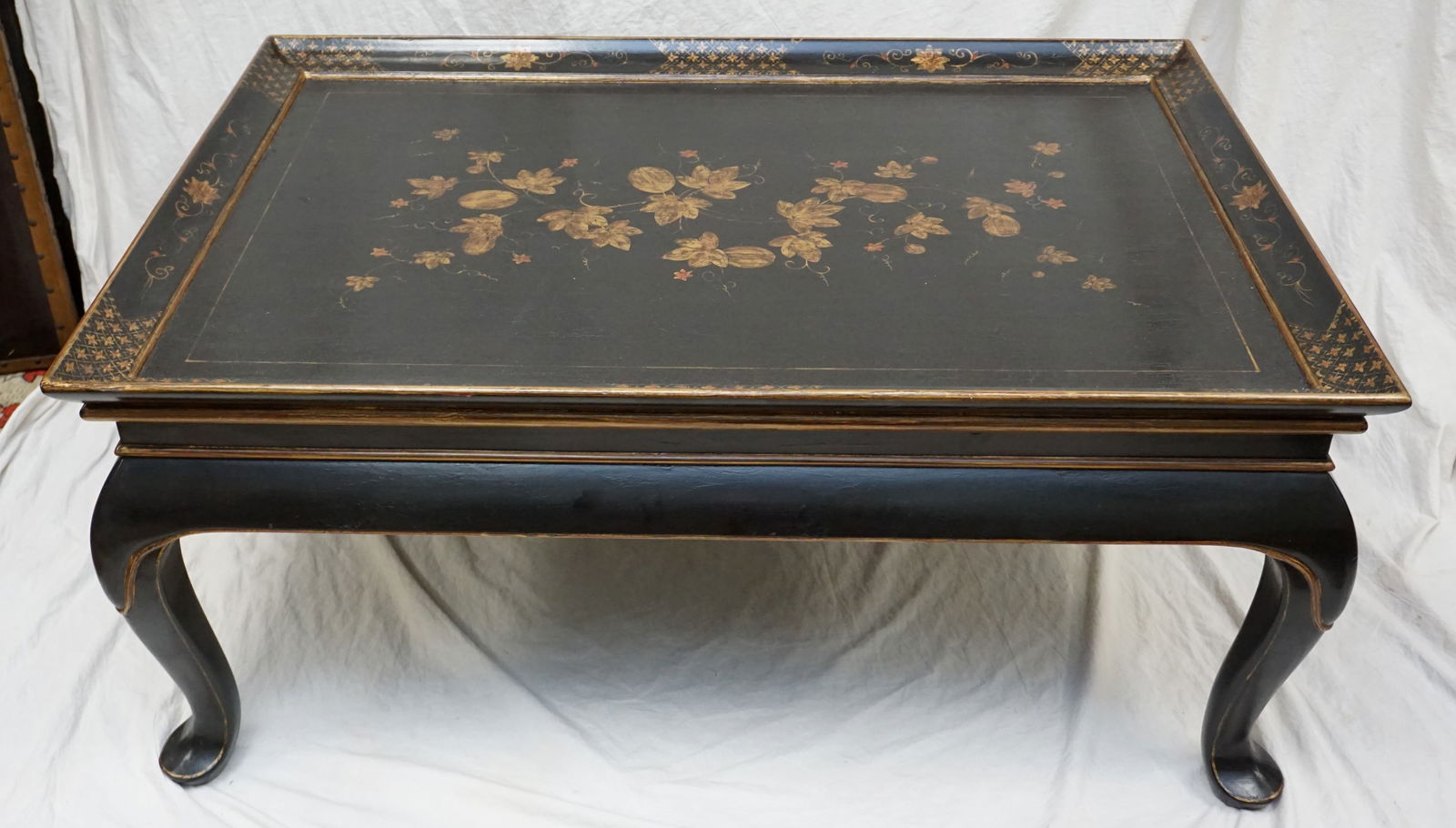 BURTON~CHING BLACK & GOLD LACQUERED COFFEE TABLE (1 of 7)